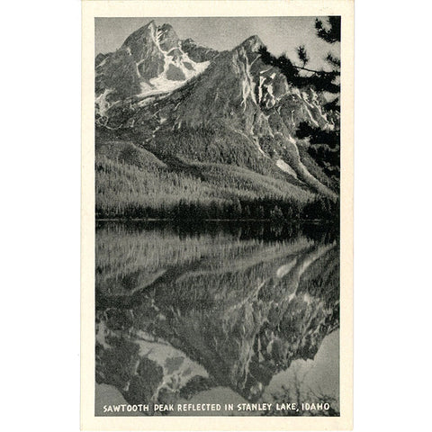 Sawtooth Peak Reflected in Stanley Lake Custer County Idaho Vintage Postcard (unused) - Vintage Postcard Boutique