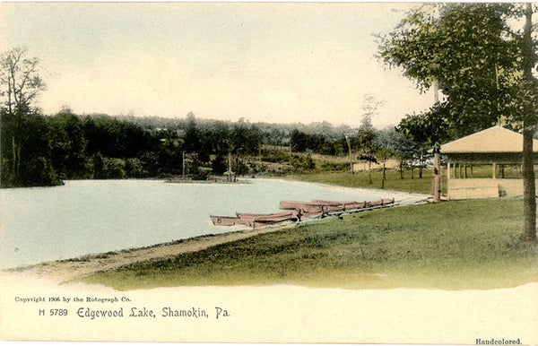 Shamokin Pennsylvania Edgewood Lake Handcolored Vintage Postcard 1906 (unused) - Vintage Postcard Boutique