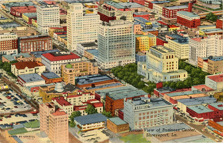Shreveport Louisiana Aerial View of Business Center Vintage Postcard 1954 - Vintage Postcard Boutique