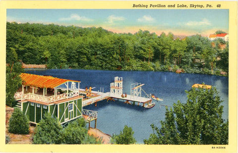 Pennsylvania Skytop Bathing Pavilion and Lake Vintage Postcard (unused) - Vintage Postcard Boutique