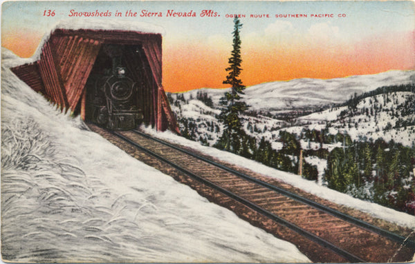 Train Snowsheds Sierra Nevada Ogden Oregon Route Vintage Postcard 1916 - Vintage Postcard Boutique