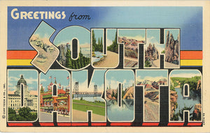 South Dakota Large Letter Vintage Linen Greetings Postcard 1943 - Vintage Postcard Boutique