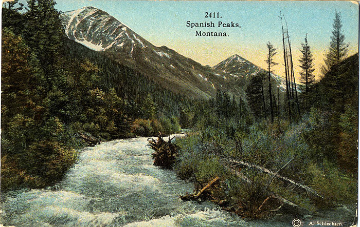 Spanish Peaks Montana Vintage Postcard circa 1910 (unused) - Vintage Postcard Boutique