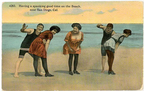 San Diego California Good Time on Beach Comic Vintage Postcard circa 1910 (unused)