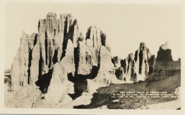 Sphinx Twins Castle Land Badlands South Dakota RPPC Vintage Postcard - Vintage Postcard Boutique