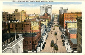 Spokane Washington Riverside Avenue looking East Vintage Postcard 1925 - Vintage Postcard Boutique