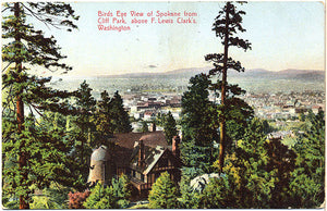 Spokane Washington Bird's Eye View from Cliff Park Vintage Postcard 1908 - Vintage Postcard Boutique