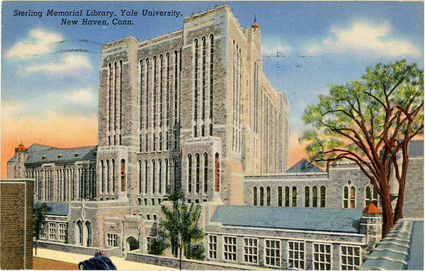 Yale University New Haven Connecticut Sterling Memorial Library Vintage Postcard 1944 - Vintage Postcard Boutique