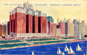 Chicago Illinois Stevens Hotel Grant Park Vintage Postcard (unused) - Vintage Postcard Boutique