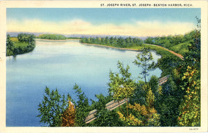 Benton Harbor St. Joseph River Michigan Vintage Postcard 1941
