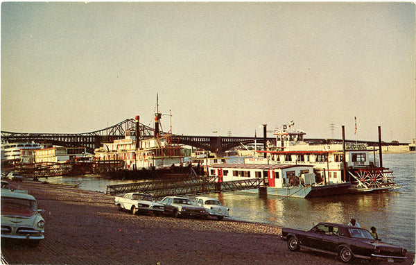 St. Louis Missouri Riverboats Downtown Riverfront Vintage Postcard
