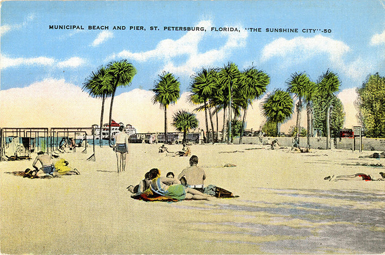 St. Petersburg Florida Municipal Bathing Beach Tampa Bay Vintage Postcard (unused) - Vintage Postcard Boutique