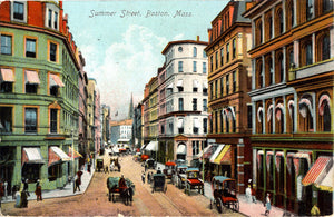 Boston Massachusetts Summer Street Horses Vintage Postcard 1909 - Vintage Postcard Boutique
