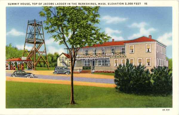 Summit House Top of Jacobs Ladder in the Berkshires Vintage Massachusetts Postcard 1940s (unused) - Vintage Postcard Boutique