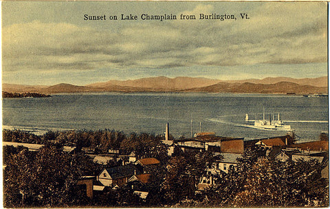 Burlington Vermont Sunset on Lake Champlain Vintage Postcard (unused) - Vintage Postcard Boutique