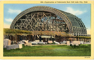 Morman Tabernacle Temple Roof Construction Salt Lake City Utah Vintage Postcard (unused)