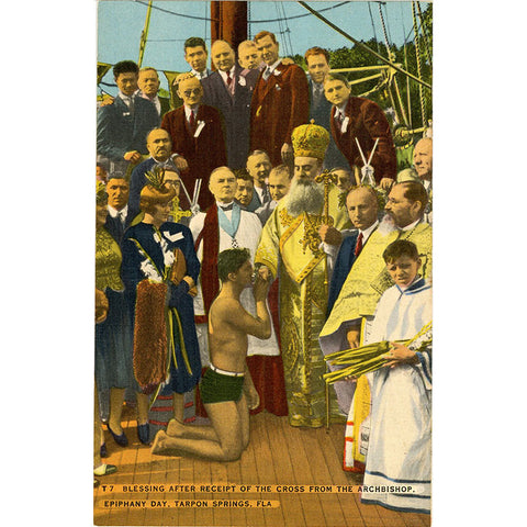 Tarpon Springs Florida Blessing from Archbishop on Epiphany Day Vintage Postcard (unused) - Vintage Postcard Boutique