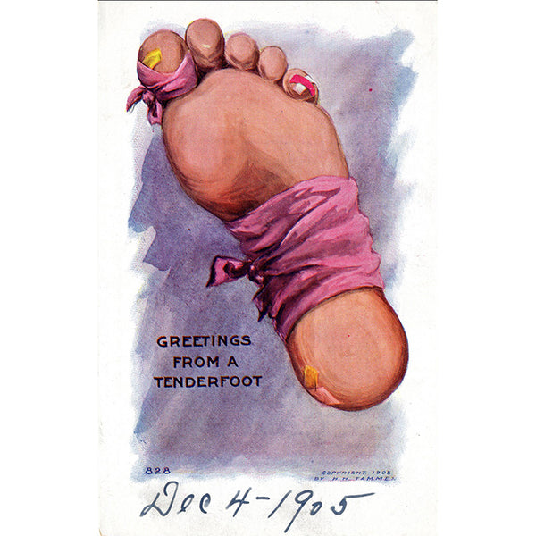 Greetings from a Tenderfoot Vintage Comic Postcard - Embossed 1905 - Vintage Postcard Boutique