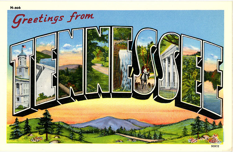 Tennessee Large Letter Vintage Postcard (unused)
