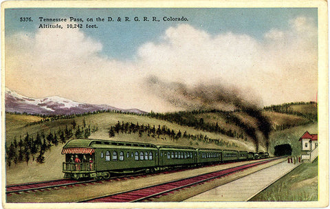 Tennessee Pass Denver & Rio Grande Railroad Rocky Mountains Colorado Vintage Postcard circa 1920
