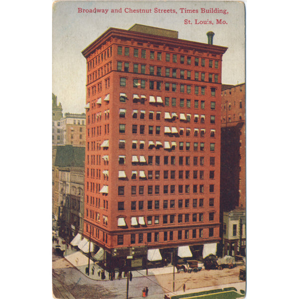 St. Louis Missouri Times Bldg on Broadway Street Vintage Postcard (unused) - Vintage Postcard Boutique