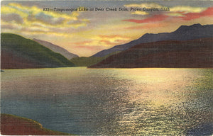 Provo Canyon Utah Sunset Timpanogos Lake at Deer Creek Dam Vintage Postcard (unused)