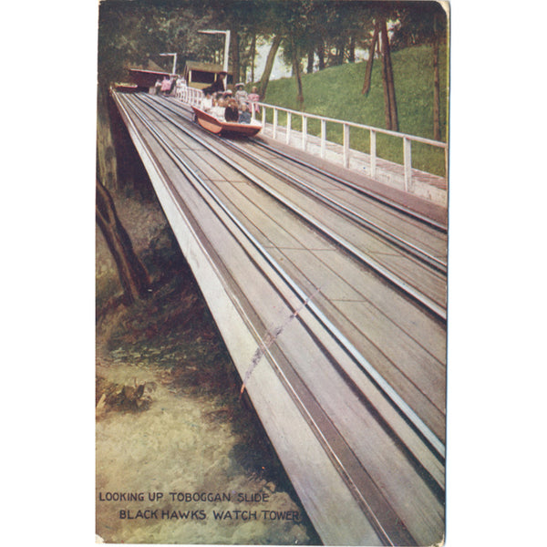 Rock Island Illinois Toboggan Slide Blackhawks Watch Tower Vintage Postcard 1908 - Vintage Postcard Boutique