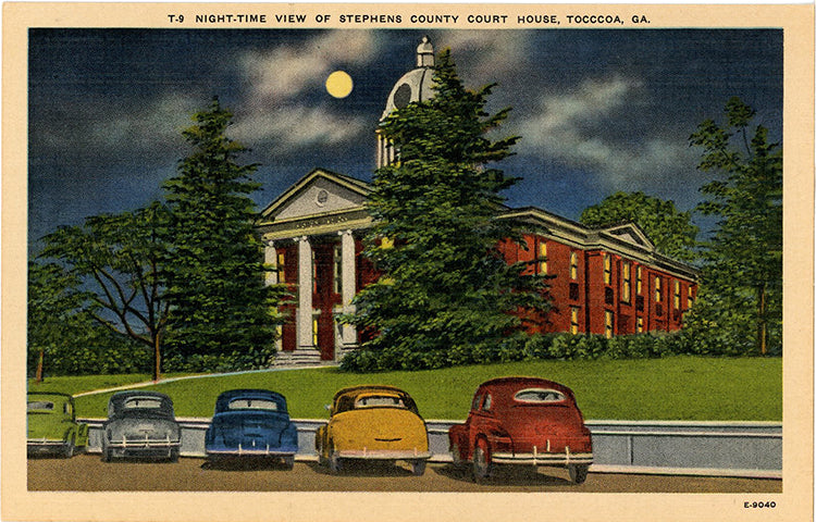Toccoa Georgia Stephens County Court House at Night Vintage Postcard (unused) - Vintage Postcard Boutique
