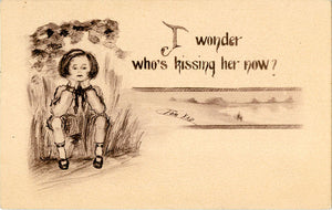 Tom Yad Vintage Comic Postcard - I Wonder Who's Kissing Her Now 1912 - Vintage Postcard Boutique