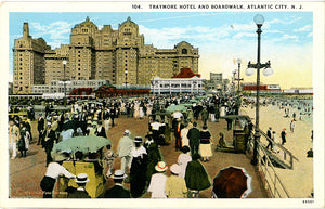 Atlantic City New Jersey Traymore Hotel & Boardwalk Vintage Postcard circa 1915 (unused)