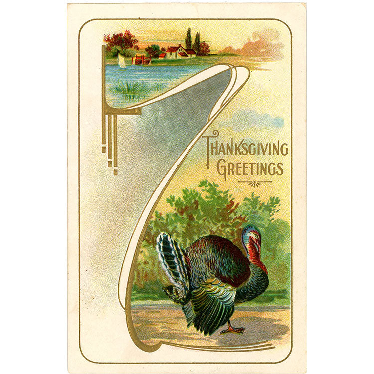 Thanksgiving Turkey Embossed Vintage Greetings Postcard - circa 1910 - Vintage Postcard Boutique