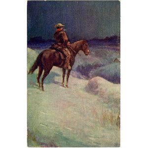 Vintage Cowboy Postcard – Lone Cowboy on Horseback 1907 - Vintage Postcard Boutique
