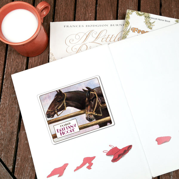 Friendly Horses Adhesive Book Labels Personalized Ex Libris Bookplates
