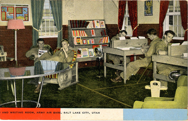 Salt Lake Utah Army Air Base Writing Room Vintage Postcard (unused)