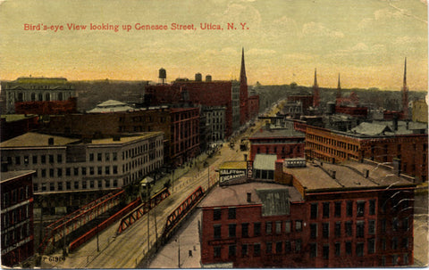 Genesee Street Bird's-Eye View Utica New York Postcard 1913 - Vintage Postcard Boutique