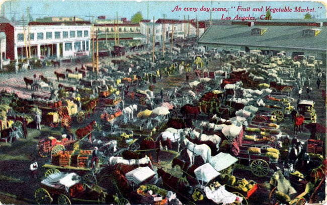 Los Angeles California Fruit and Vegetable Market Vintage Postcard 1913 - Vintage Postcard Boutique