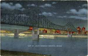 East St. Louis Veterans Memorial Bridge Across Mississippi River Missouri Vintage Postcard (unused)