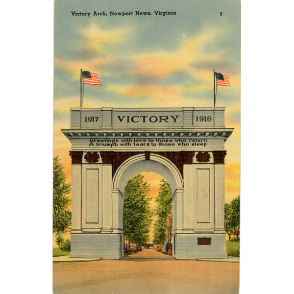 Newport News Virginia Victory Arch Vintage Postcard (unused) - Vintage Postcard Boutique