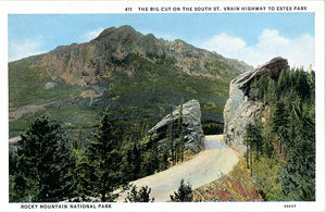 St. Vrain Highway Big Cut Rocky Mountain National Park Vintage Colorado Postcard (unused) - Vintage Postcard Boutique
