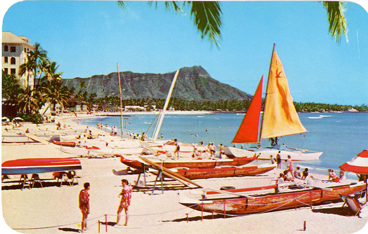 Waikiki Beach Honolulu Hawaii Vintage Postcard (unused) - Vintage Postcard Boutique