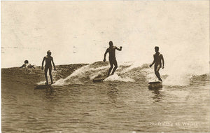 Surf Riding at Waikiki Honolulu Hawaii Surfing Vintage RPPC Postcard 1925 - Vintage Postcard Boutique