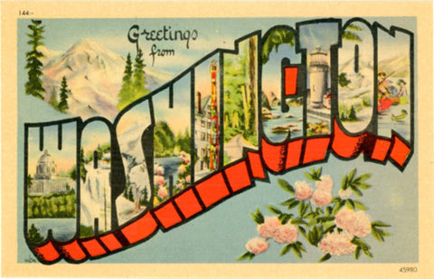 Washington Large Letter Vintage Postcard (unused) - Vintage Postcard Boutique