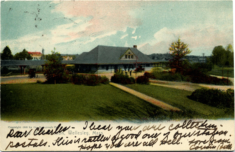 Wellesley Massachusetts Railway Station Vintage Postcard 1906 - Vintage Postcard Boutique