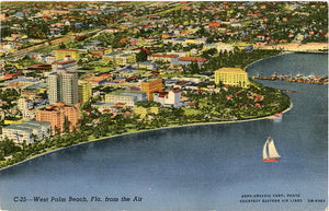 West Palm Beach Florida Aerial Vintage Postcard 1947 - Vintage Postcard Boutique