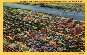 Huntington West Virginia Business Section Ohio River Vintage Postcard 1949 - Vintage Postcard Boutique
