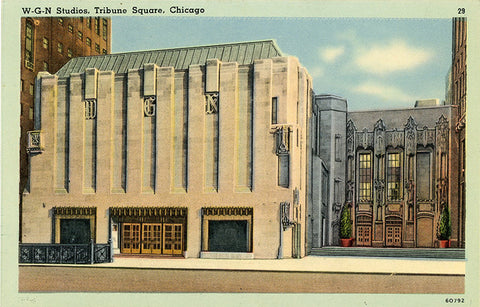 Chicago Illinois WGN Studios Tribune Square Vintage Postcard (unused)
