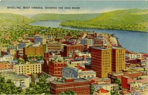 Wheeling West Virginia & Ohio River Aerial Overview Vintage Postcard (unused) - Vintage Postcard Boutique