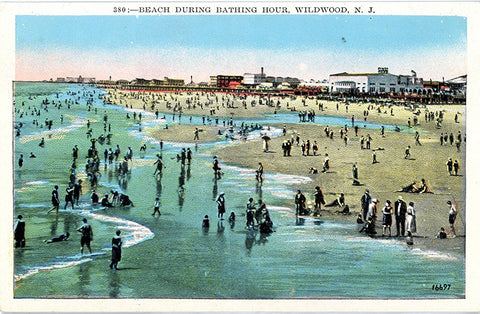 Wildwood New Jersey Bathing Beach Vintage Postcard circa 1920 (unused)