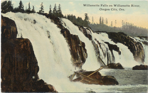 Oregon City Oregon Willamette Falls River Vintage Postcard 1912 - Vintage Postcard Boutique