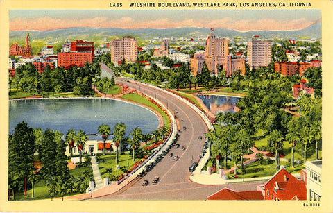 Wilshire Boulevard Westlake Park Los Angeles California Vintage Postcard (unused) - Vintage Postcard Boutique